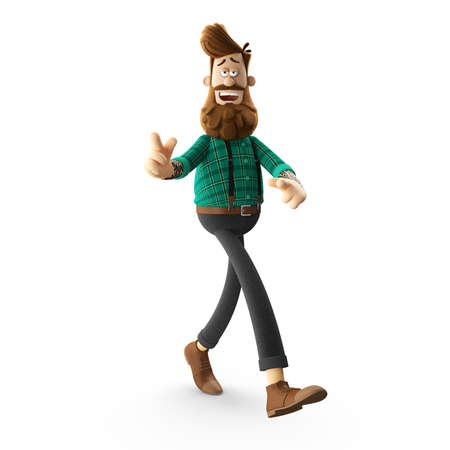 3d funny character of hipster man isolatedの写真素材