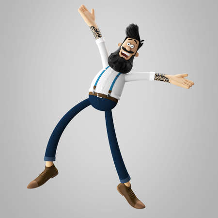 3d funny character of hipster man isolatedの写真素材