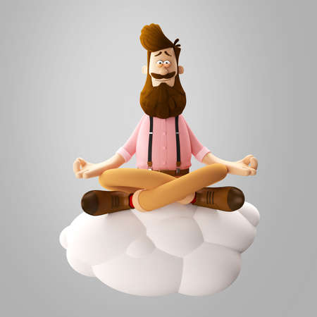 3d funny character of hipster man isolatedの写真素材