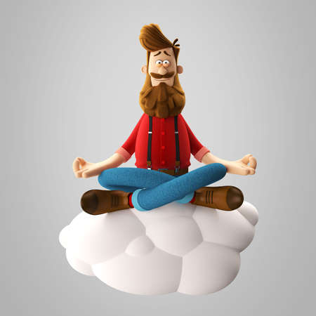 3d funny character of hipster man isolatedの写真素材