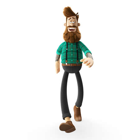 3d funny character of hipster man isolatedの写真素材