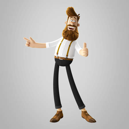 3d funny character of hipster man isolatedの写真素材