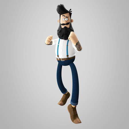 3d funny character of hipster man isolatedの写真素材