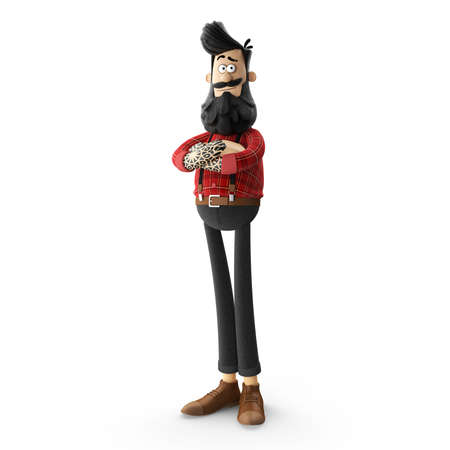3d funny character of hipster man isolatedの写真素材
