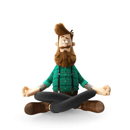 3d funny character of hipster man isolatedの写真素材