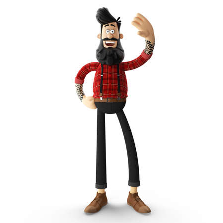 3d funny character of hipster man isolatedの写真素材