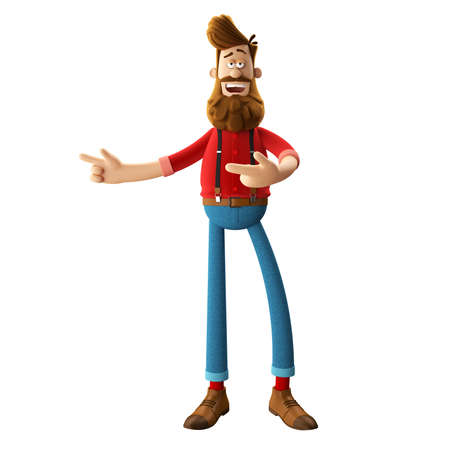 3d funny character of hipster man isolatedの写真素材