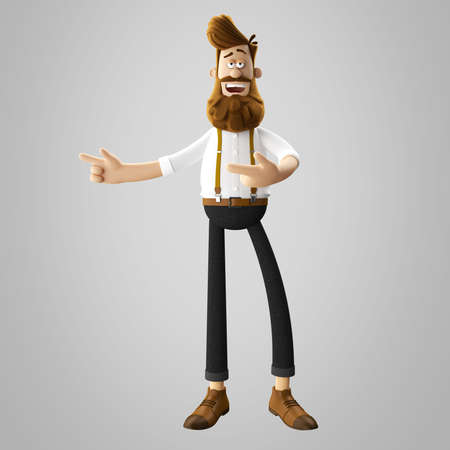 3d funny character of hipster man isolatedの写真素材