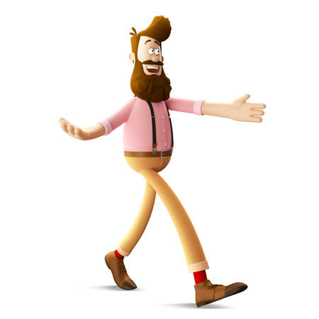 3d funny character of hipster man isolatedの写真素材