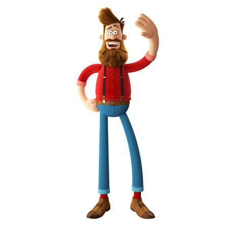 3d funny character of hipster man isolatedの写真素材