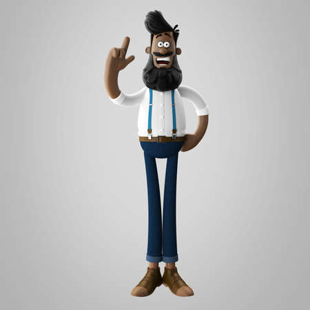 3d funny character of hipster man isolatedの写真素材