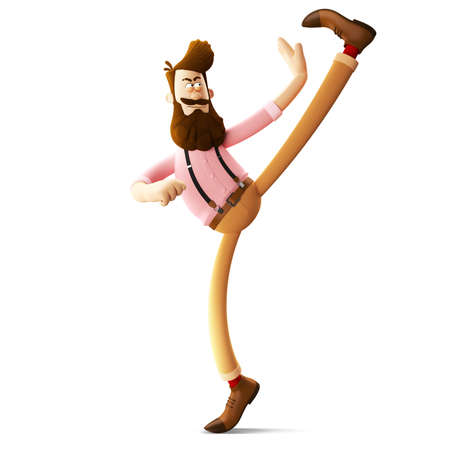 3d illustration of hipster man with beardの写真素材