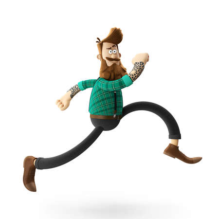 3d funny character of hipster man isolatedの写真素材