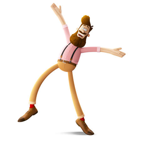 3D render of cheerful hipster man with beard isolatedの写真素材