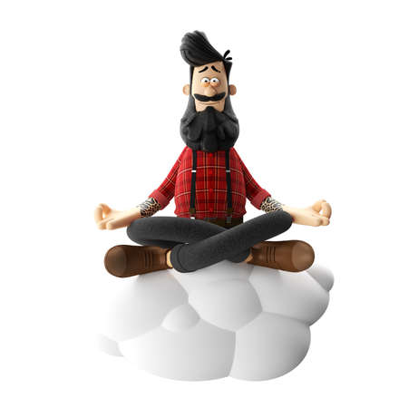 3d illustration of hipster man with beardの写真素材