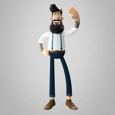 3d funny character of hipster man isolatedの写真素材
