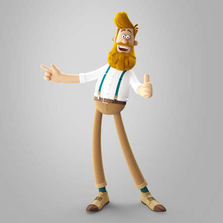 3d funny character of hipster man isolatedの写真素材