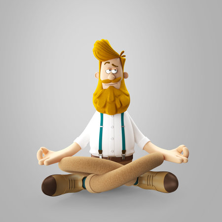 3d funny character of hipster man isolatedの写真素材
