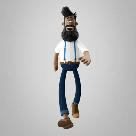 3d illustration of hipster man with beardの写真素材
