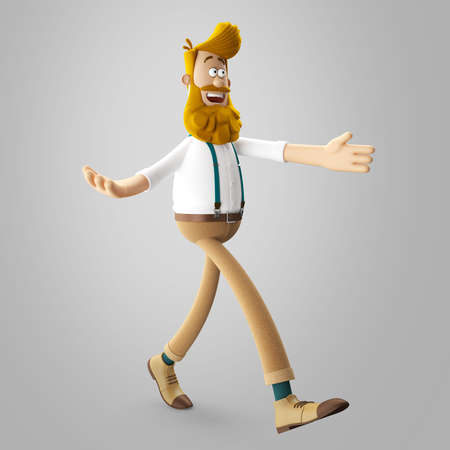 3d funny character of hipster man isolatedの写真素材