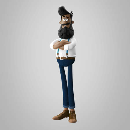 3d funny character of hipster man isolatedの写真素材
