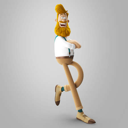 3d funny character of hipster man isolatedの写真素材
