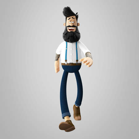 3d funny character of hipster man isolatedの写真素材