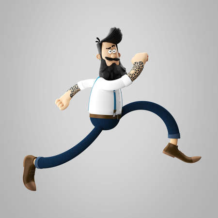 3d funny character of hipster man isolatedの写真素材