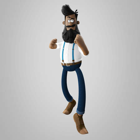 3D render of cheerful hipster man with beard isolatedの写真素材