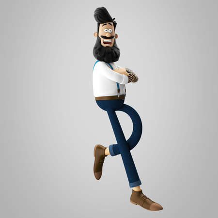 3D render of cheerful hipster man with beard isolatedの写真素材