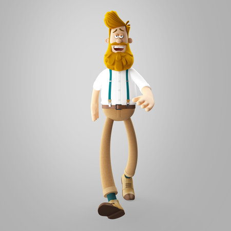 3D render of cheerful hipster man with beard isolatedの写真素材