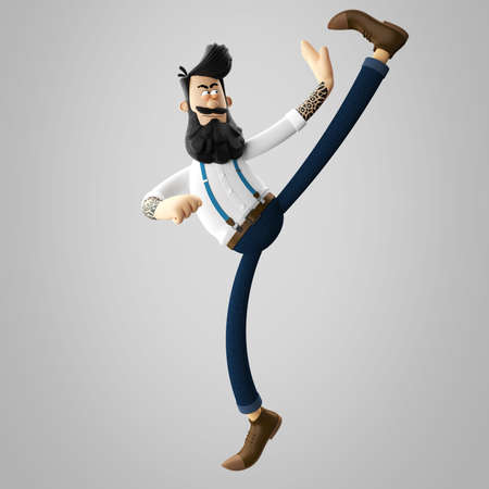 3d funny character of hipster man isolatedの写真素材