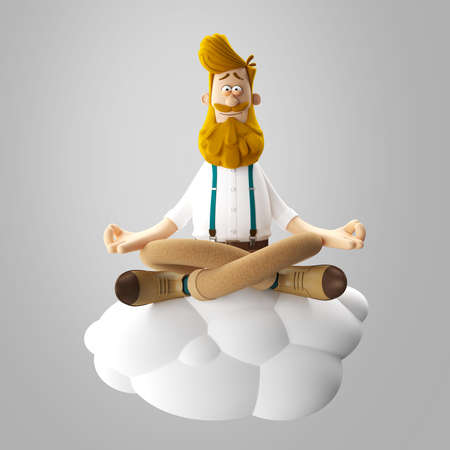 3d funny character of hipster man isolatedの写真素材