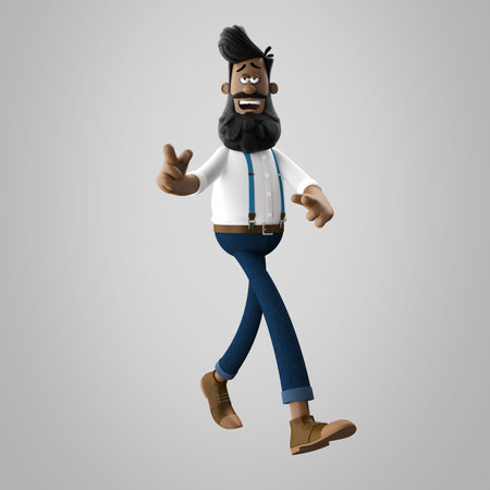 3d funny character of hipster man isolatedの写真素材
