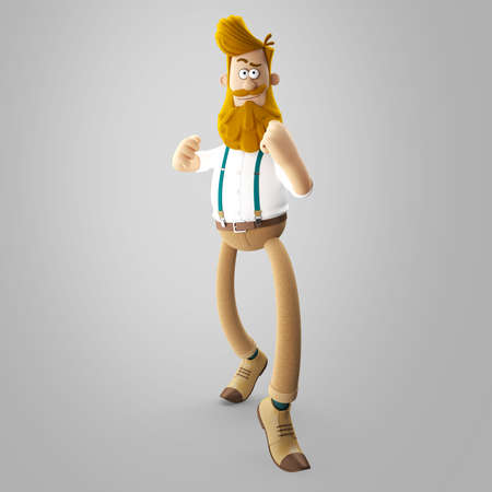 3D render of cheerful hipster man with beard isolatedの写真素材
