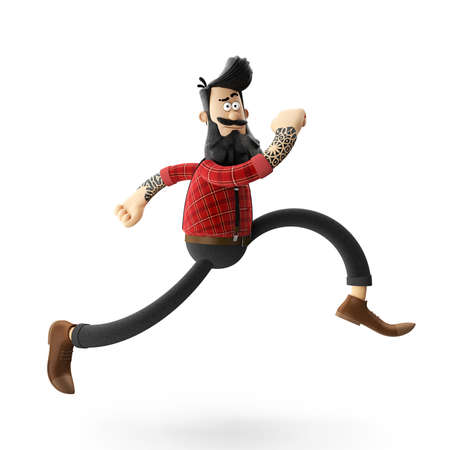 3d funny character of hipster man isolatedの写真素材