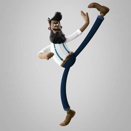 3D render of cheerful hipster man with beard isolatedの写真素材