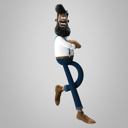 3D render of cheerful hipster man with beard isolatedの写真素材