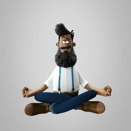 3D render of cheerful hipster man with beard isolatedの写真素材