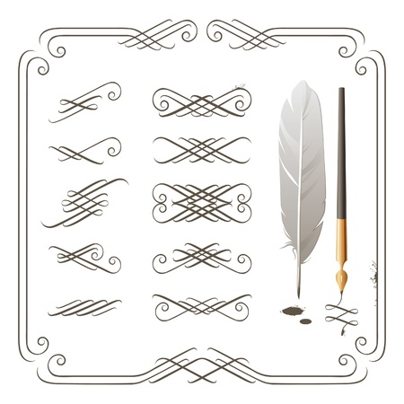 Set of calligraphy design elementsのイラスト素材