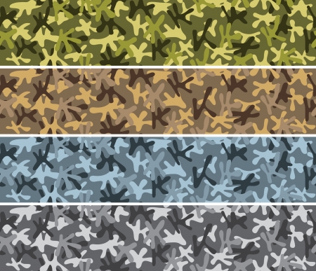 Seamless camouflage in 4 color variationsのイラスト素材