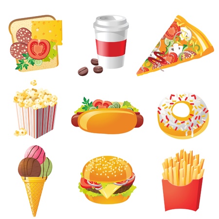 9 realistic fastfood iconsのイラスト素材