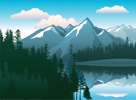 landscape with beautiful mountains and forestsのイラスト素材