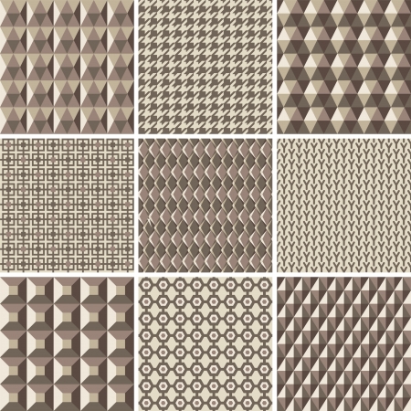9 geometry seamless patternsのイラスト素材