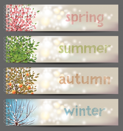  4 seasons horizontal bannersのイラスト素材