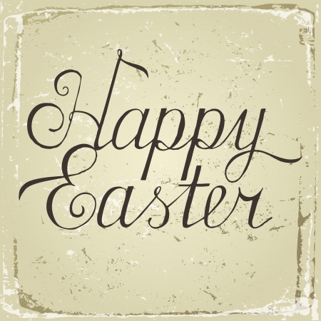 Happy Easter hand drawn type in retro styleのイラスト素材