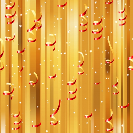 Red paper streamers seamless over golden backgroundのイラスト素材