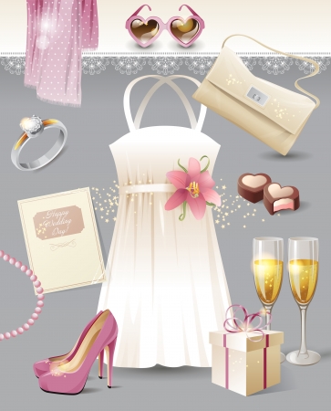 Vintage wedding inspiration moodboardのイラスト素材