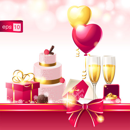Bright wedding background in pink colorsのイラスト素材
