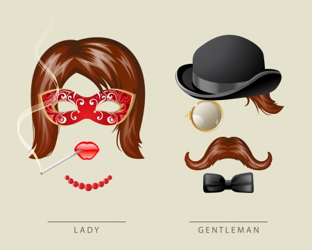 Lady and gentleman fancy dress in retro styleのイラスト素材
